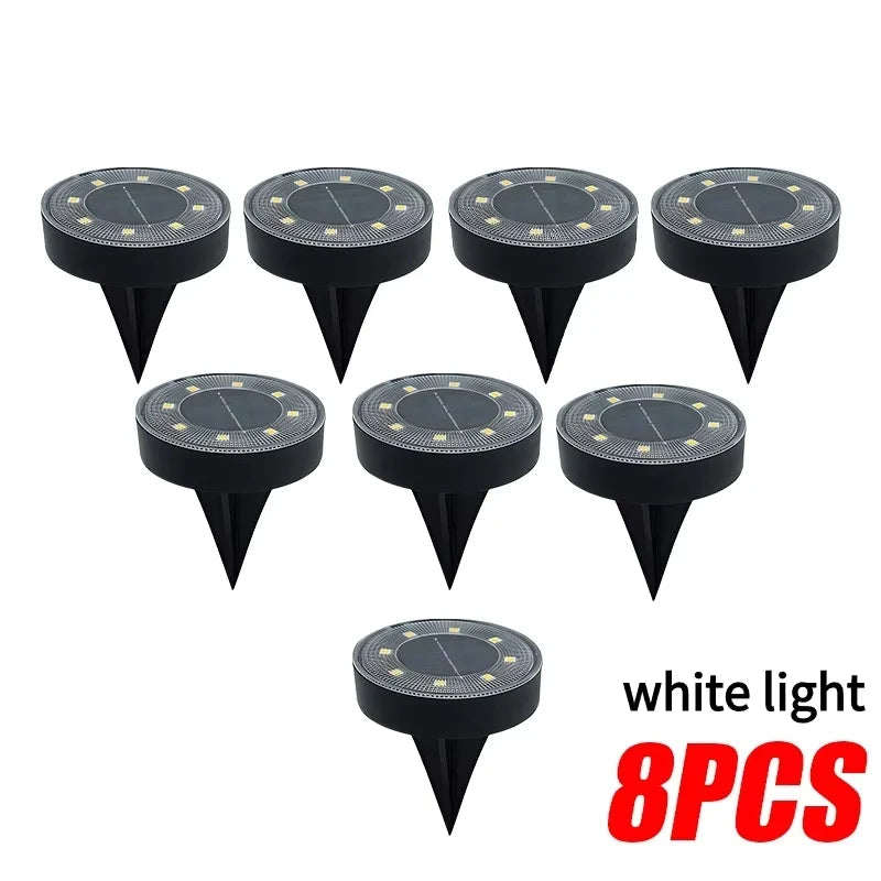 lampe solaire led moderne noire ip68 extérieur jardin rond urgence fixe tringle