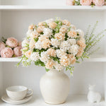 bouquet hortensia artificielle soie blanche verte décoration mariage anniversaire intérieur moderne fixe ruban