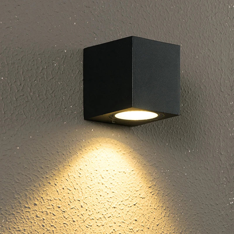 applique murale moderne étanche led noir bouton poussoir contemporaine aluminiumextérieur hydrofuge