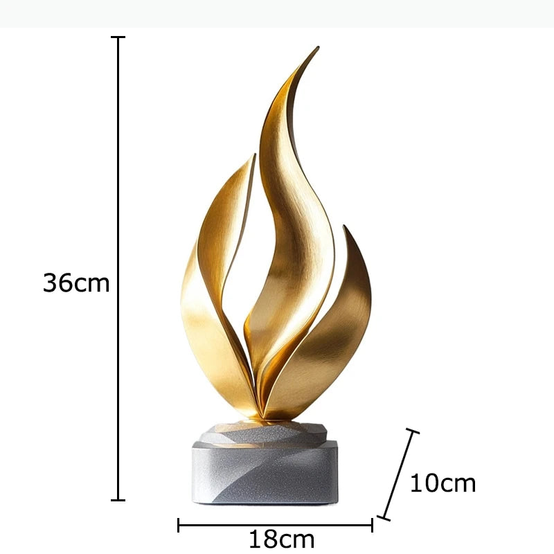 sculpture abstraite moderne or argent torsadée décoration minimaliste