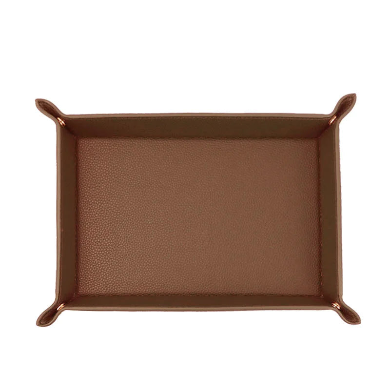 plateau rangement cuir bleu marine rose moderne dorés bijoux accessoires cosmétiques organiser pièces monnaie