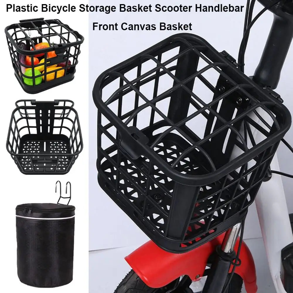 sac guidon panier vélo scooter noir rouge motif grille texturé fruits légumes crochets métalliques