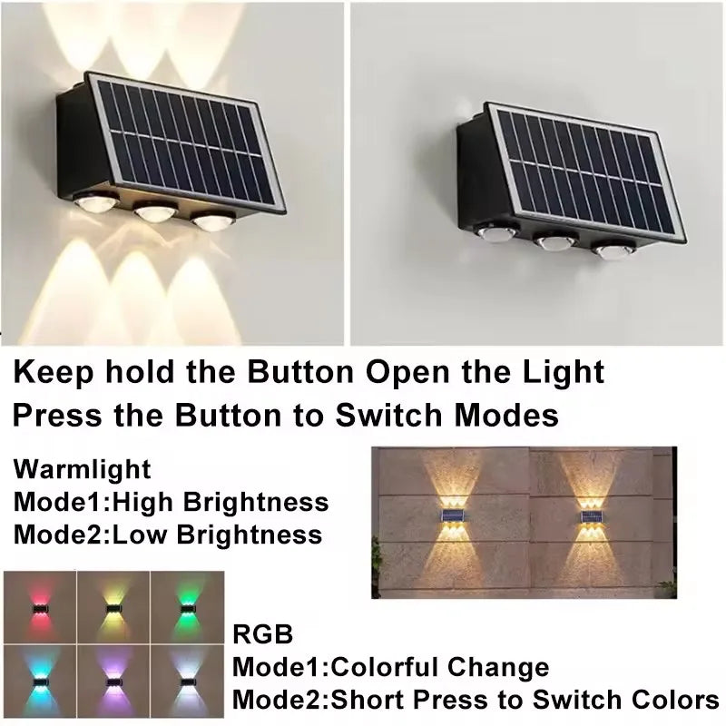 lumière solaire murale extérieure led moderne projection haut bas jardin