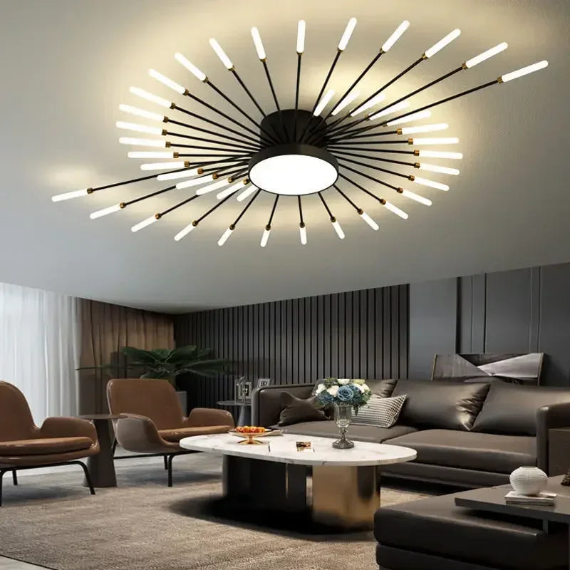 lustre moderne doré plusieurs lumières contemporain métal opaque salon chambre