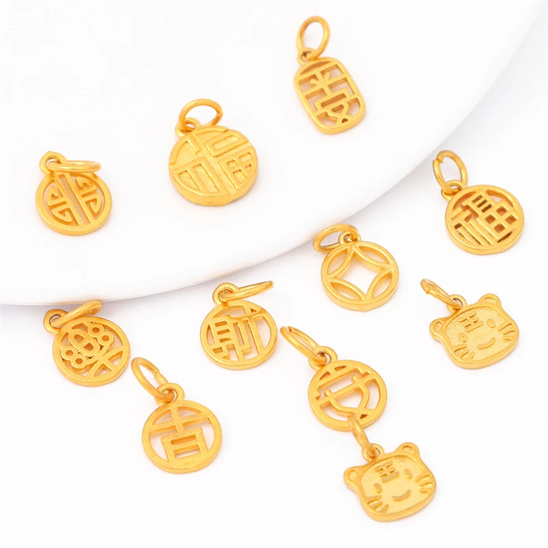 Pendentif tigre zodiaque cuivre doré