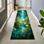 tapis moderne fantastique paysage fleurs rochers lumière verte bleue jaune noire salon chambreextérieur