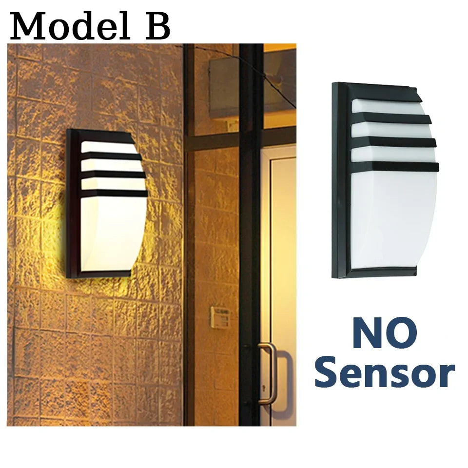 lampes murales led noir blanc géométrique ip66 moderne détecteur mouvement piro étanche