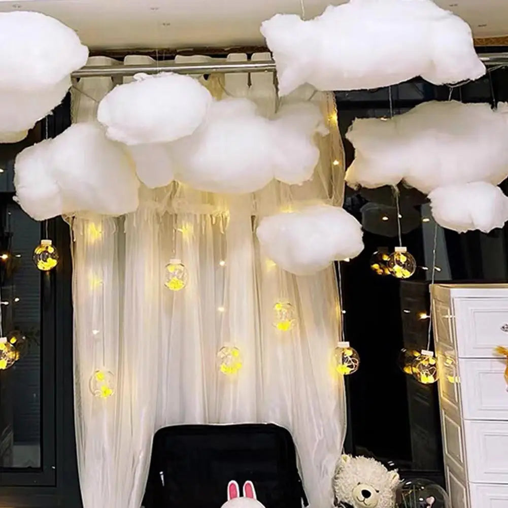nuages blancs suspendus coton doux décoration mariage anniversaire diy led enfants romantique aérien