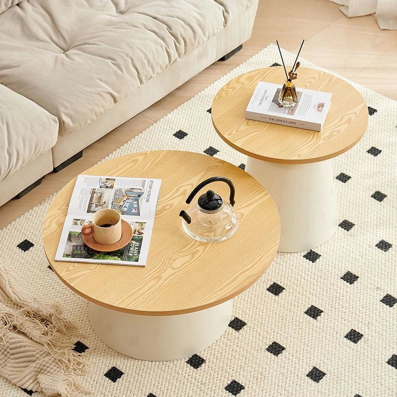 table basse moderne minimaliste bois rond marocain artificial board centralisée
