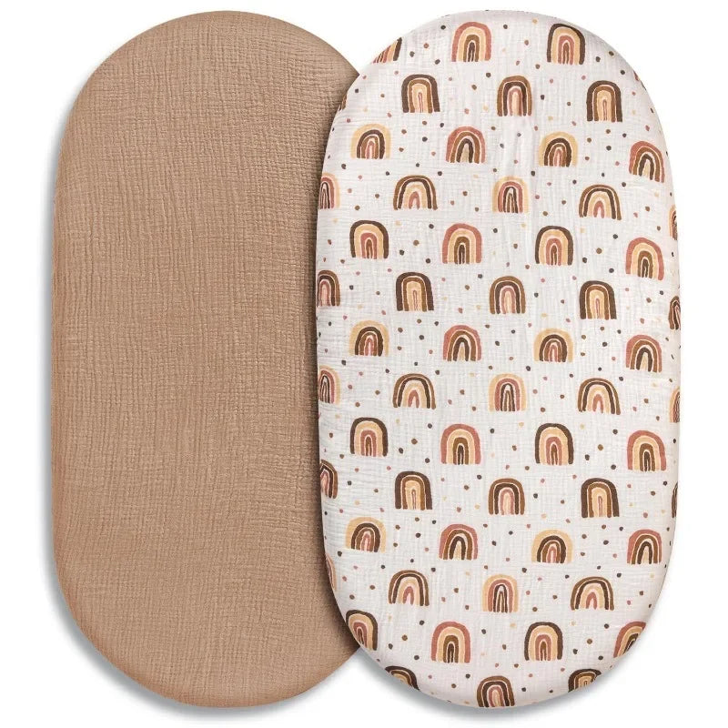 matelas bébé ovale texturé gaufré couverture drap béton arc ciel naturel minimaliste