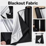 tissu occultant noir isolé revêtement argenté anti uv tissu acrylique opaque moderne 1m 150cm