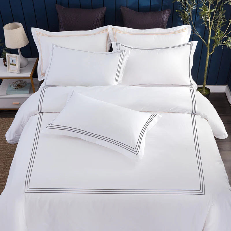 Housse de couette et taies d'oreiller en coton égyptien