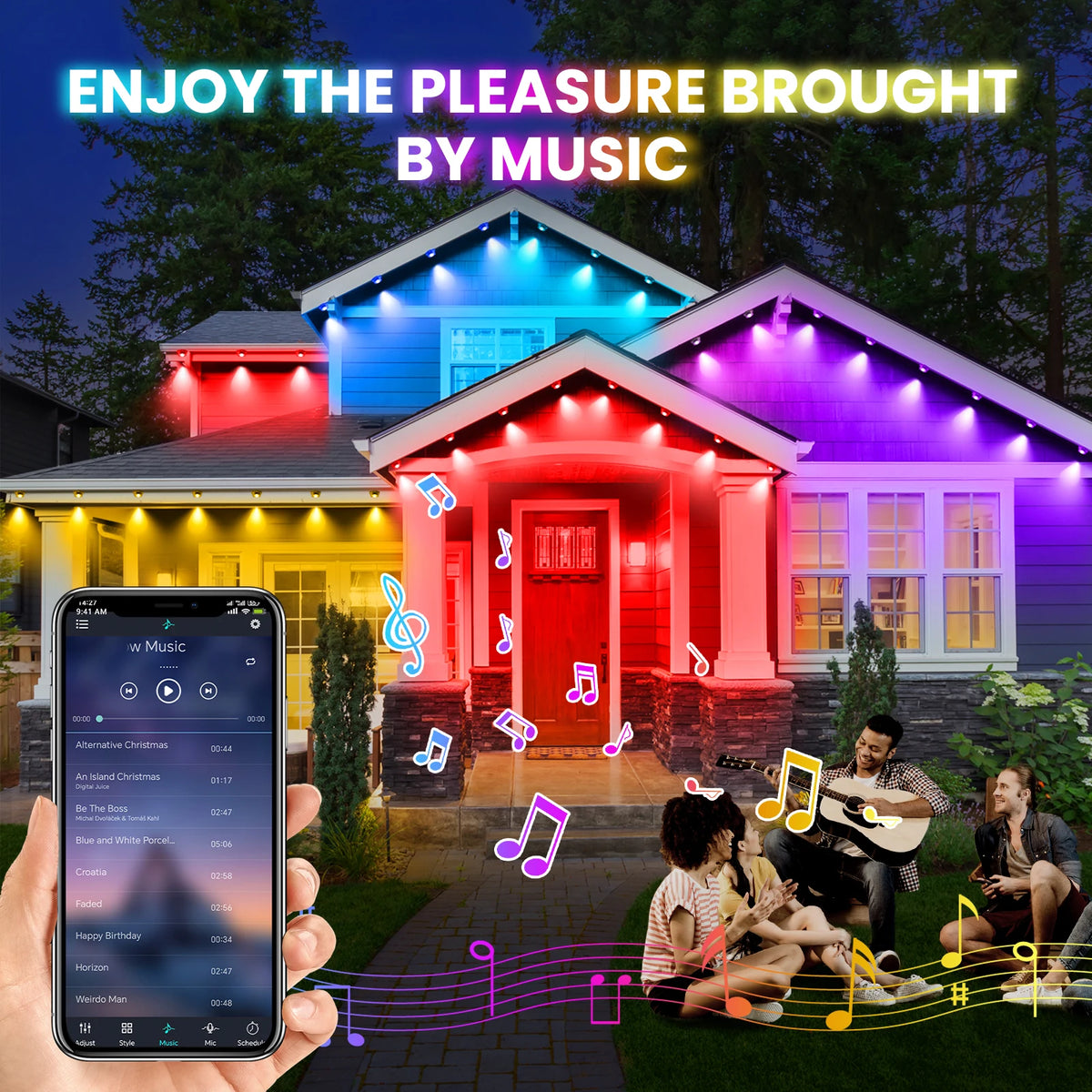 guirlande lumineuse led multicolore ip67 adhésif moderne 24v controle bluetooth 15m 30m 60m