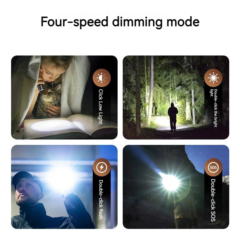 lampe torche noire led rechargeable résistante intensité défense camping