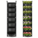 jardin vertical suspendu poches tissu opaque noir fleurs multicolores moderne rustique