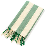 serviette plage coton vert clair beige rayures moderne absorbante entretien facile océan noël franges