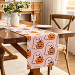 tableau halloween citrouilles fantômes orange blanc rose polyester restaurant fêtes salon automne