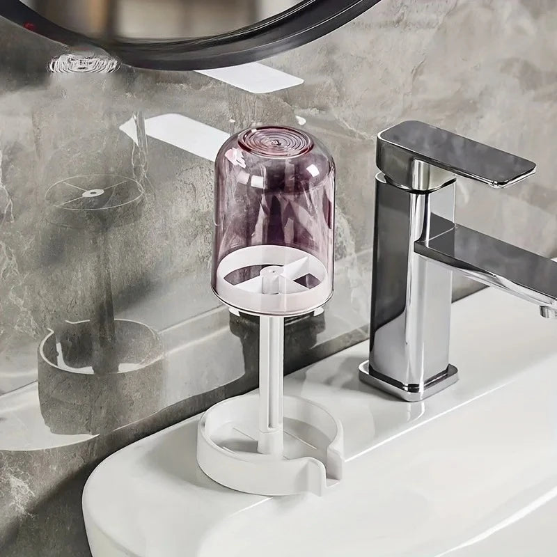 porte brosse dents anti poussière transparente moderne adhésif salle bain organisation dentifrice blanc rond