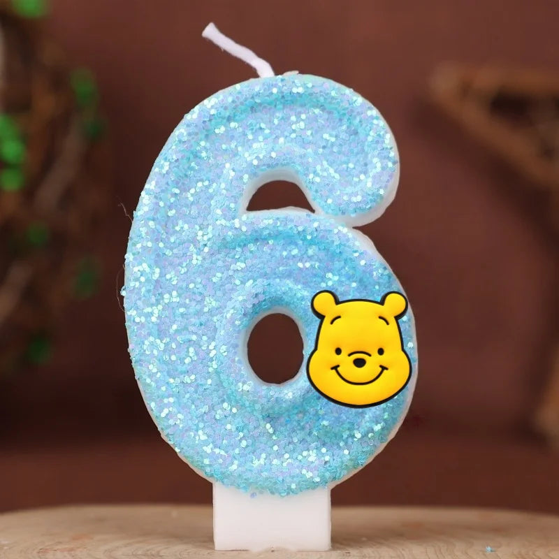 bougies numériques pailletées winnie ourson anniversaire enfant bleu jaune