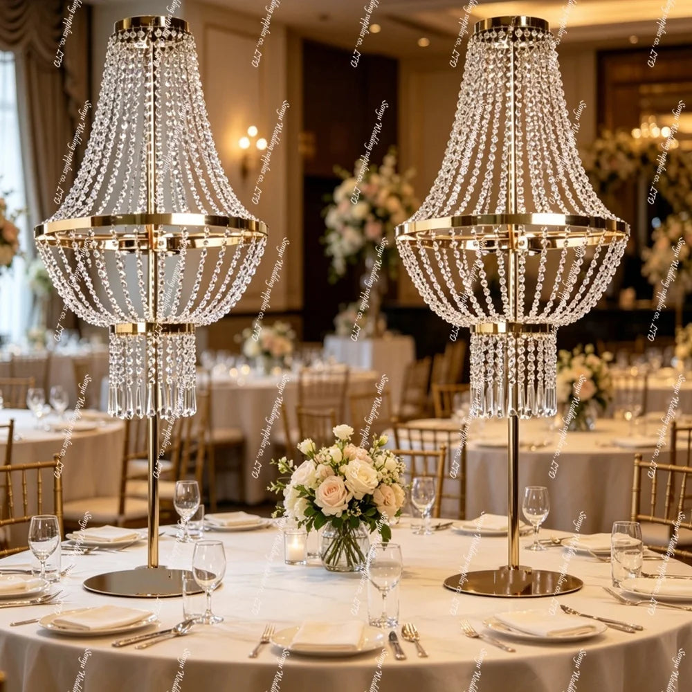 lampe table dorée cristal transparente classique élégant décoration mariage salon