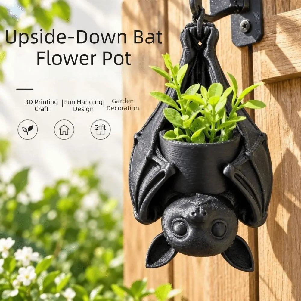 pots fleurs suspendus chauve souris motif 3d gothique noir blanc rose rouge jaune