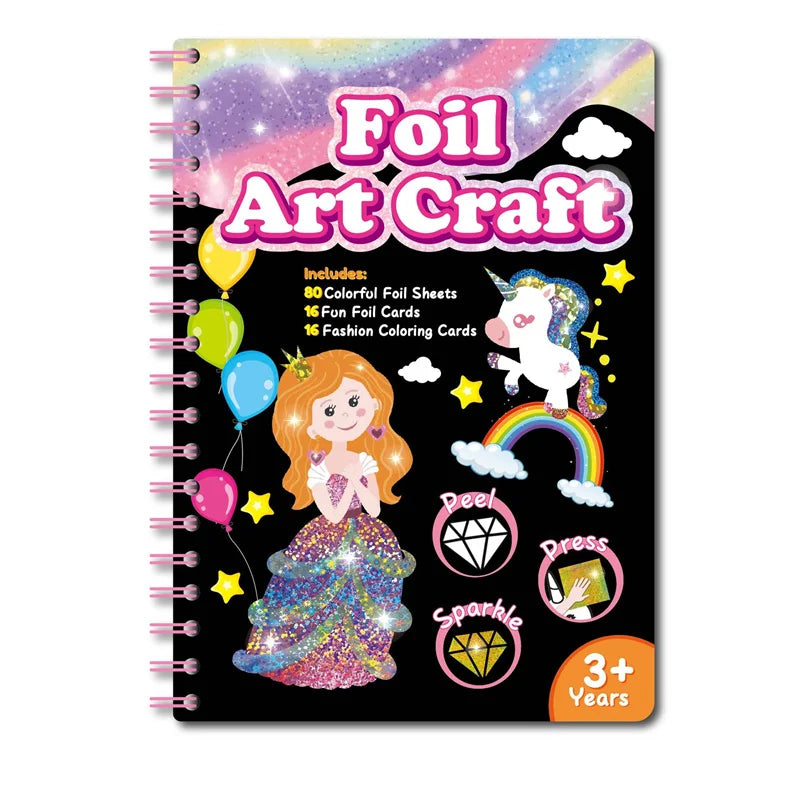 feuilles métal colorées animaux glitter cartes colorier mode créatif enfantin spirale 80 feuilles 32