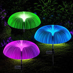 décoration extérieure moderne lampes solaires led violet jaune bleu vert fibres optiques gazon champignons