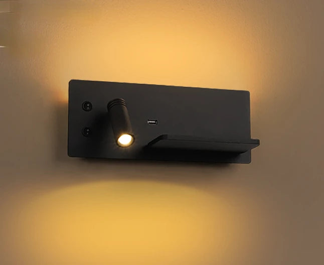 applique murale led moderne recharge sans fil étagère orientable chambre coucher minimaliste blanc noir