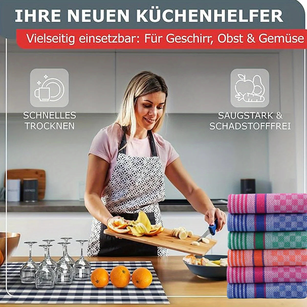serviettes cuisine rose bleu vert orange carreaux rayures haute qualité douces opaques classic