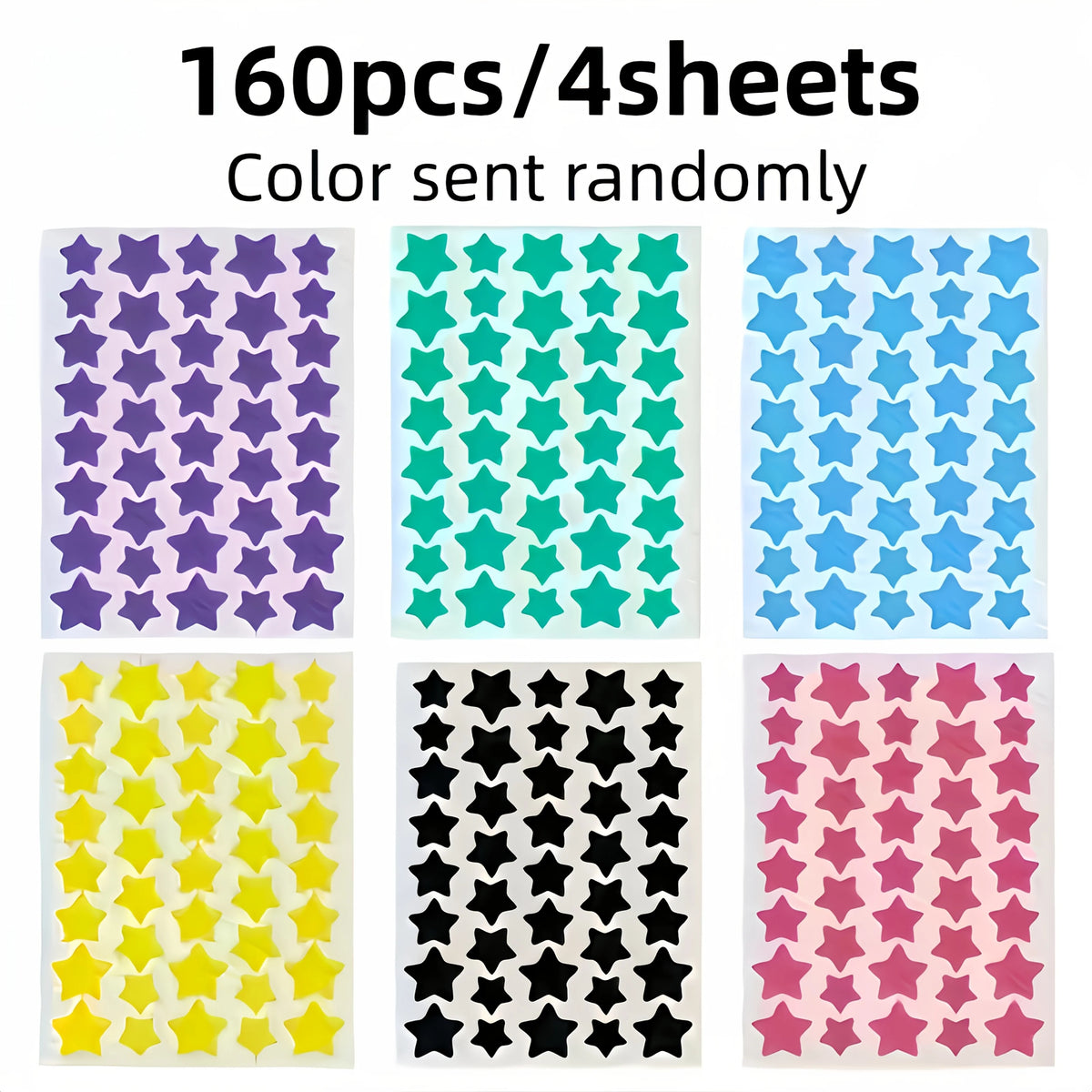 stickers étoiles violet vert bleu jaune noir rose adhésifs décoratifs pack 160pcs 320pcs 40pcs