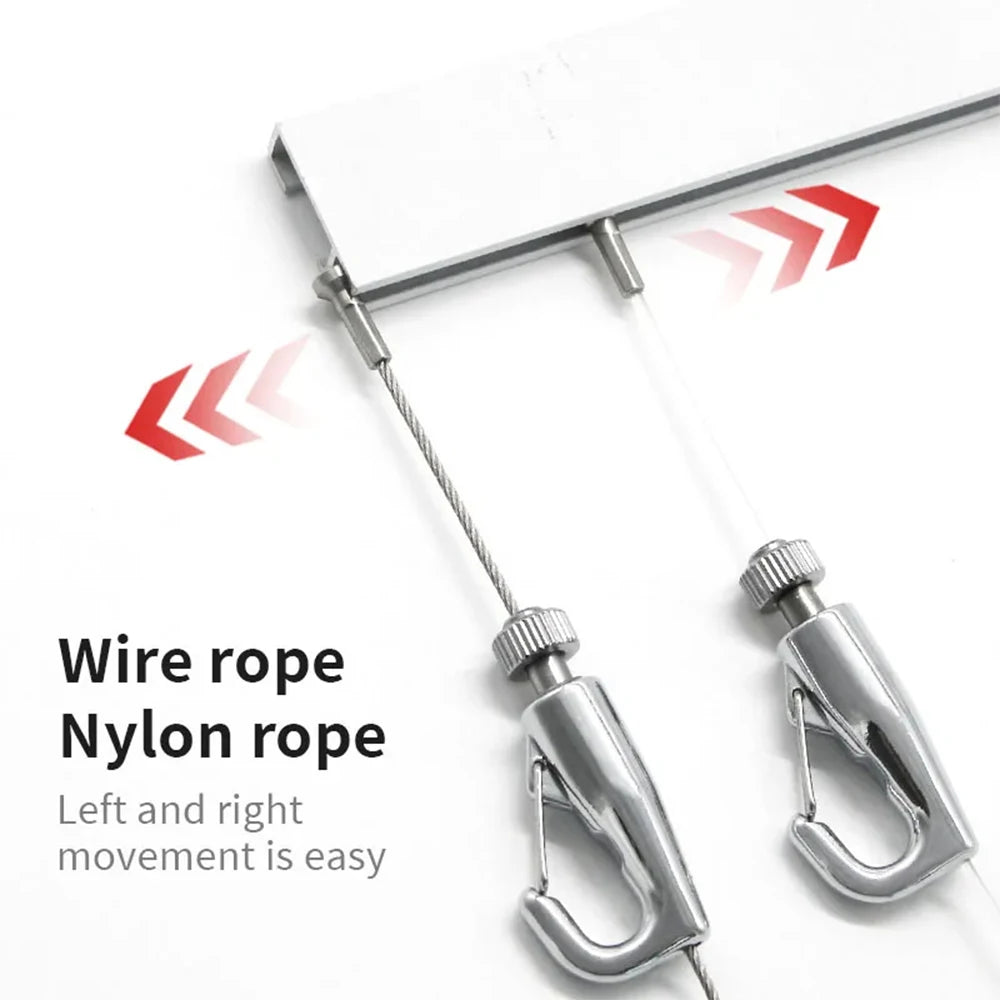 rails suspension tableau blanc moderne clips mural crochets formés câbles acier ancrages vis fixationsSuspension