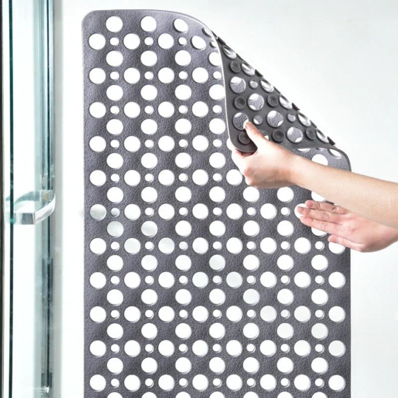 tapis bain antidérapant pvc tpe perforations ventouses moderne gris blanc