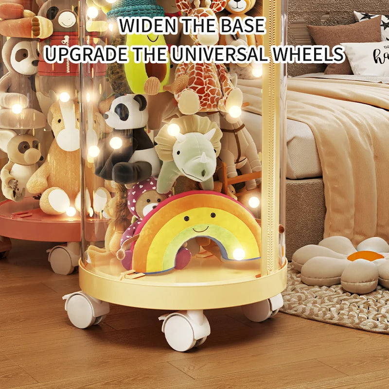 boîte jouets rotative transparente moderne roulettes multicolore organisateur enfant plastique respectueux environnement