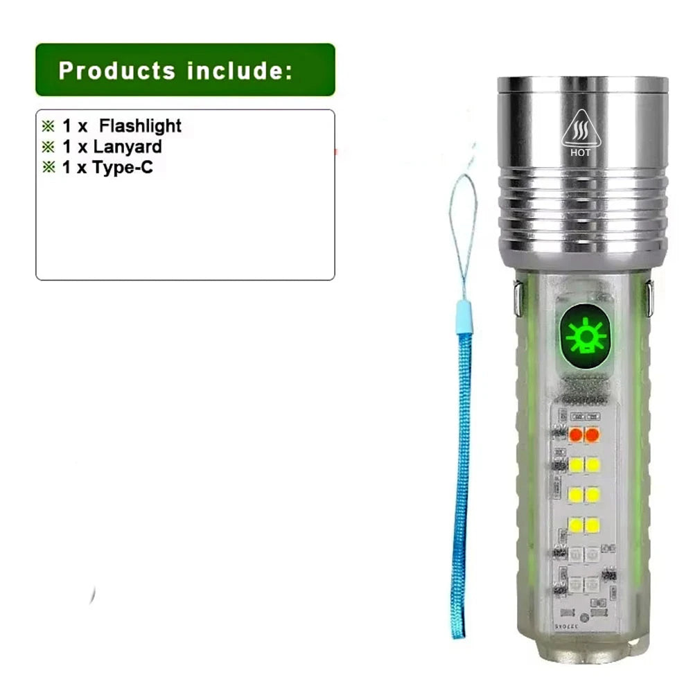 lampe torche led rechargeable projecteur haute puissance résistant chocs argent vert noir