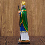 statue saint patrick résine trèfle serpent base décor religieux traditionnel trèfle or vert bleu