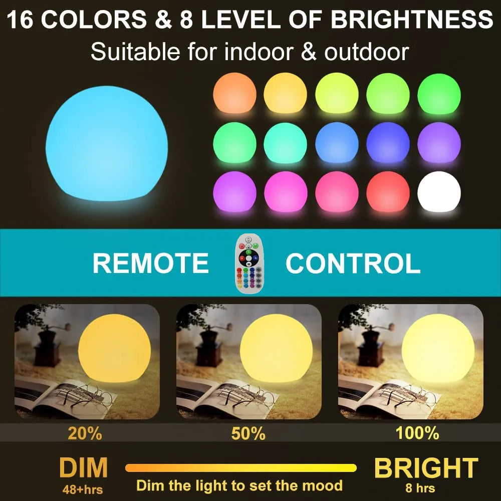 veilleuse led rechargeable boule lumineuse couleur changeante rgb télécommande décoration moderne fêtes vacances blanc