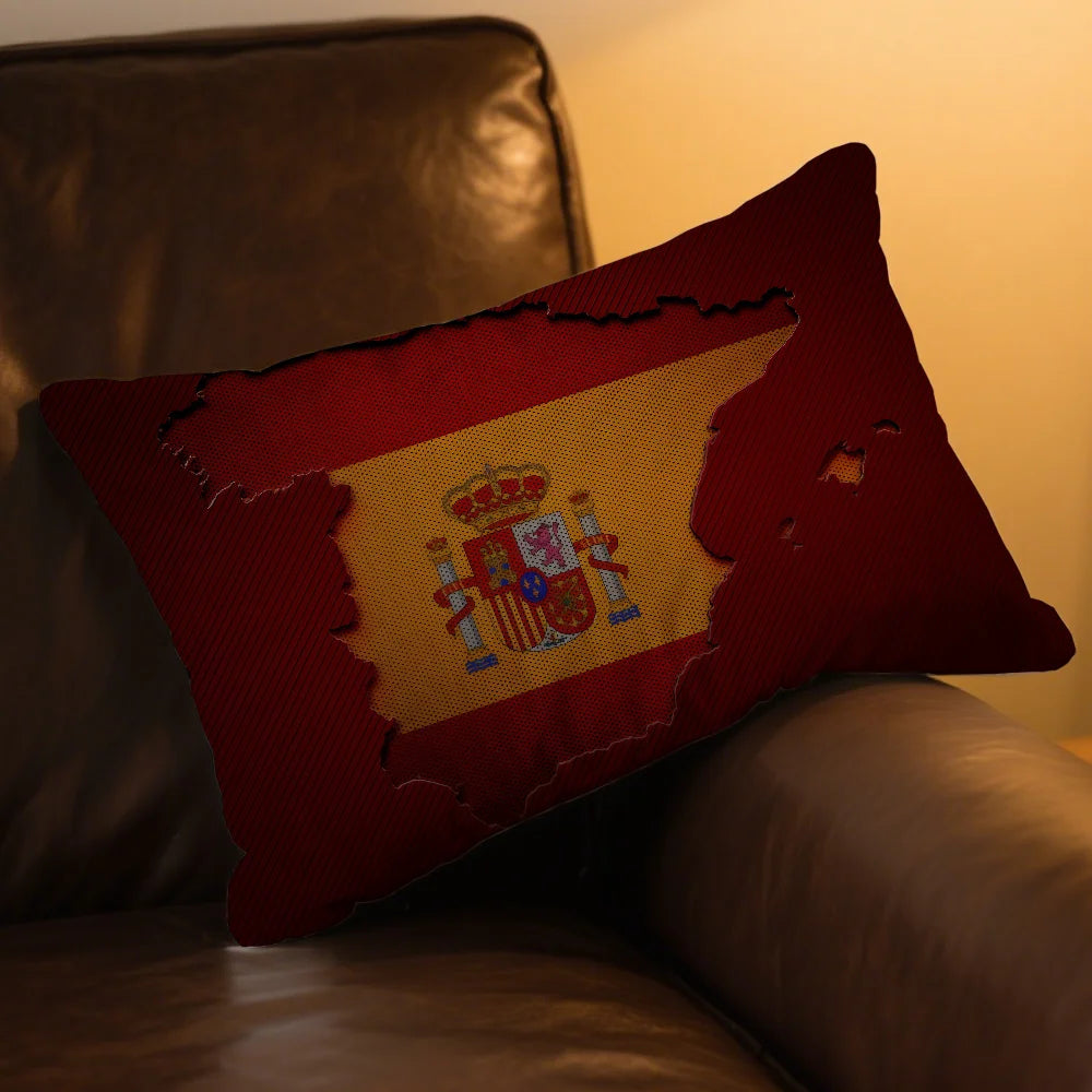 housse coussin drapeau espagnol imprimé polyester moderne rouge jaune blason royal 30x50cm 40x60cm 48x74cm