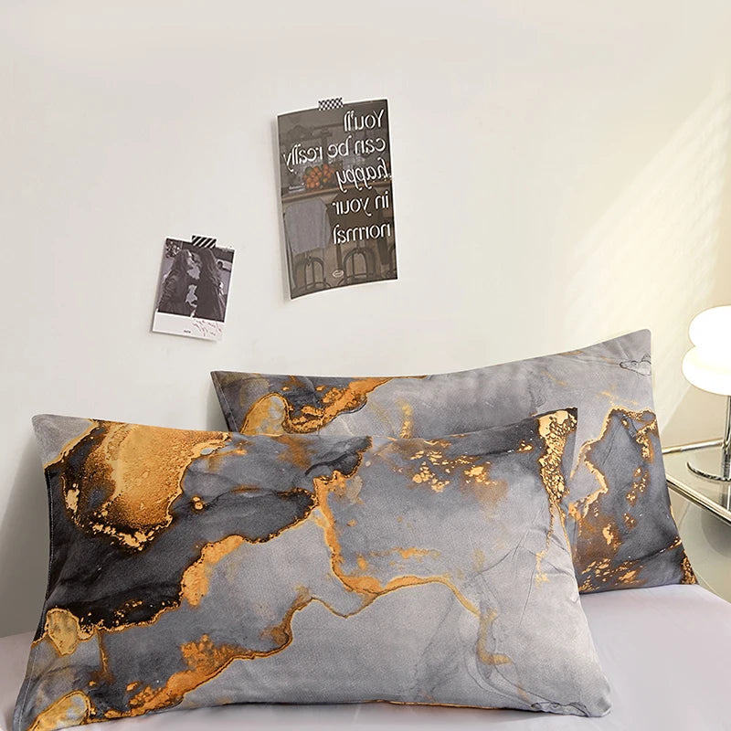 lot deux taies d'oreiller rectangulaires 48x74cm housse coussin décorative motif géométrique moderne