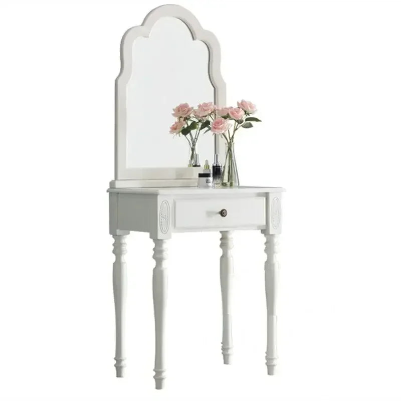 maquillage classique miroir intégré tabouret cuir bois chêne marronclair multifonctionnel chambre