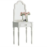 maquillage classique miroir intégré tabouret cuir bois chêne marronclair multifonctionnel chambre