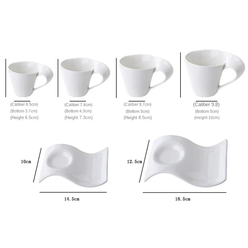 tasse blanc porcelaine moderne respectueux environnement 130ml 200ml 300ml 90ml cuillère dorée gâteau
