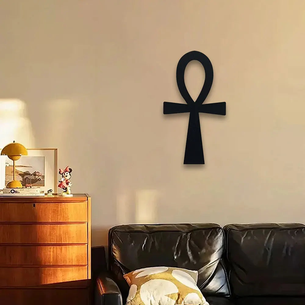 symbole ankh noir art métal décoration murale classique minimalisteintérieur objet déco