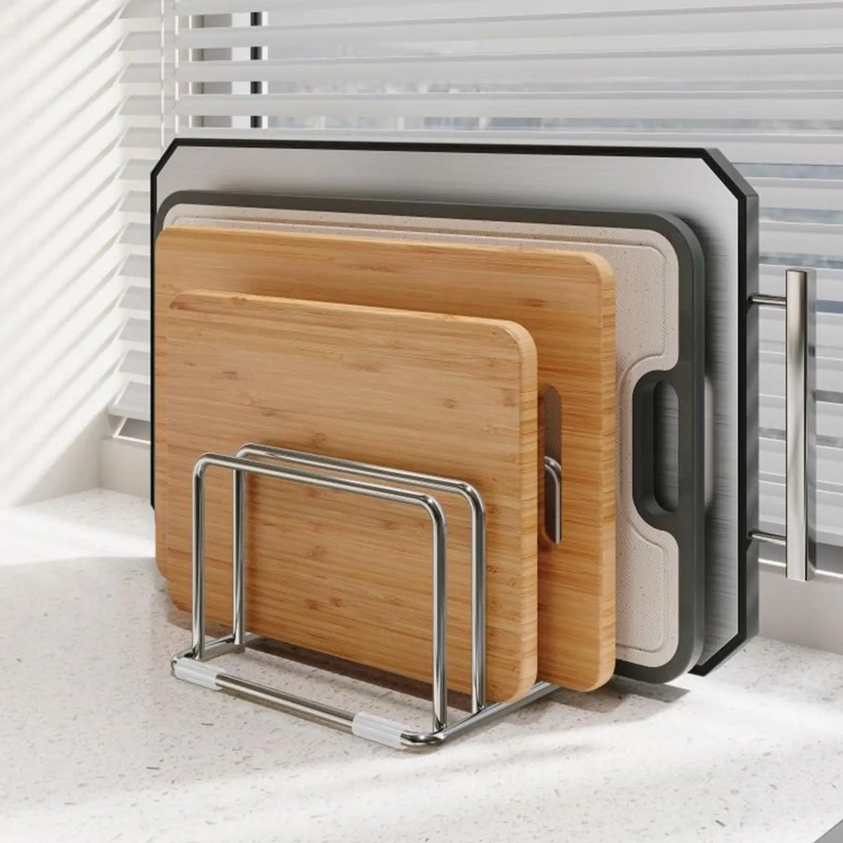 support planche découpe acier inoxydable gris moderne utilisation multiple organisation kitchenWARE