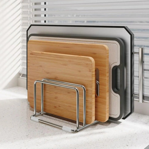 support planche découpe acier inoxydable gris moderne utilisation multiple organisation kitchenWARE
