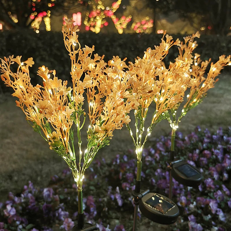 éclairage extérieur solaire plante lumineuse fleurs jaune moderne jardin autoinstallation led