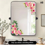 miroir adhésif moderne fleurs feuilles verte doré noir floral amovible chambre salle bain