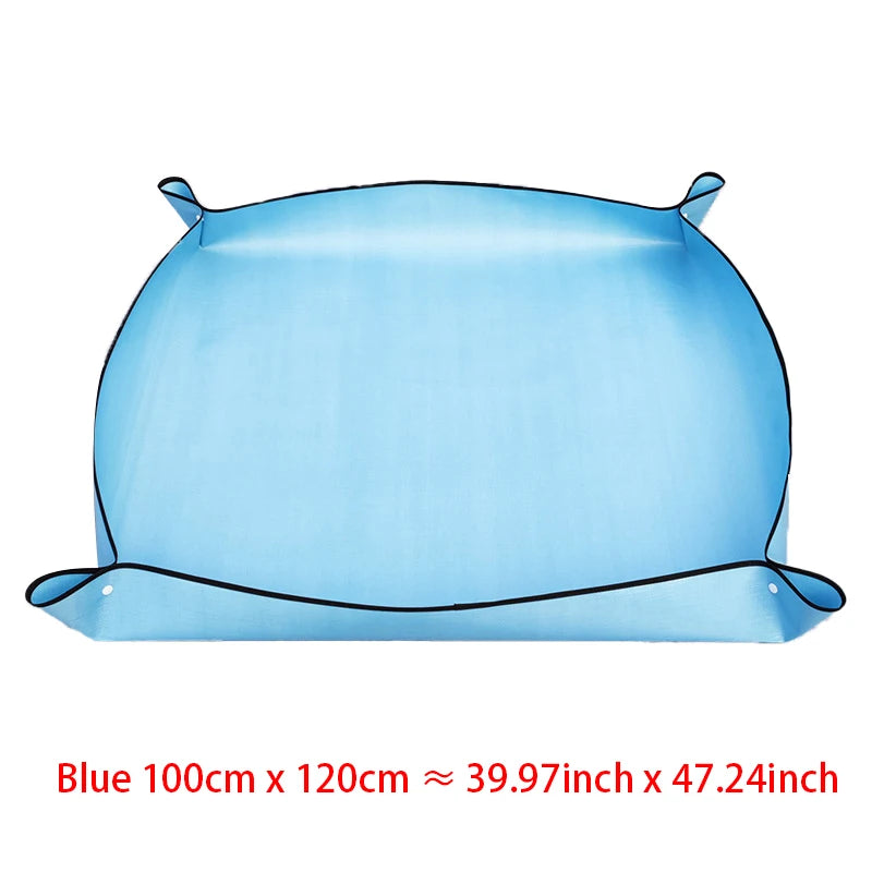 tapis jardinage bleu clair moderne imperméable boucles fourreau plantes outils