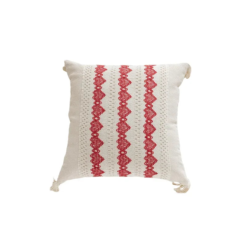 coussin patchwork géométrique rouge vert noël moderne décoration maison festive amovible lavable