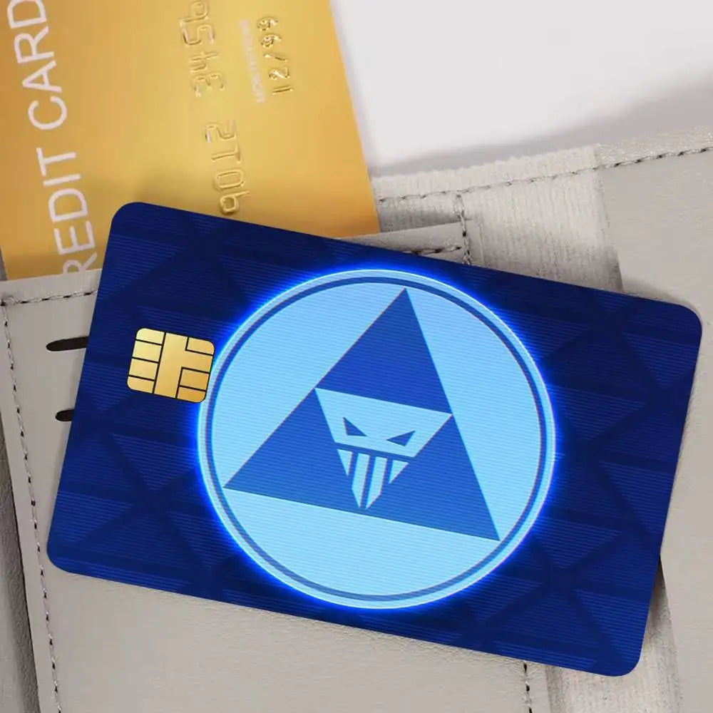 stickers carte crédit vinyle épais motif géométrique moderne bleu foncé imperméable réutilisable