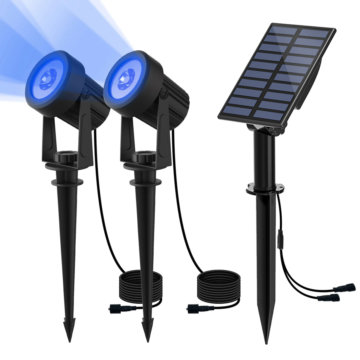 projecteur solaire led noir moderne ip65 étanche autonomes vacances jardin extérieur contemporain